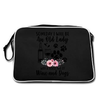 Vieille dame avec une maison pleine de vin et de chiens - Sac Retro - noir/blanc - Dos