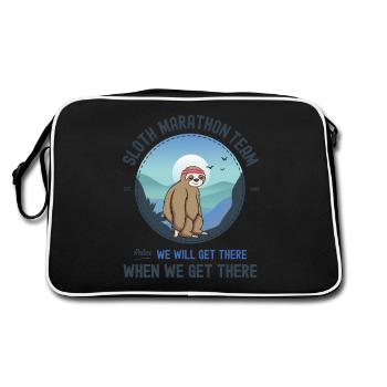 Faultier Marathon, Faultier Marathon Team - Retro Tasche - Schwarz/Weiß - Hinten