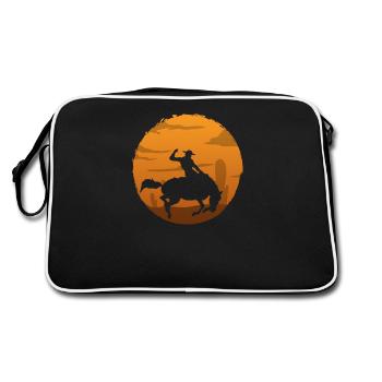 Saddle Western Cowboy Funny Retro Vintage Cowboy - Retro Bag - black/white - Back