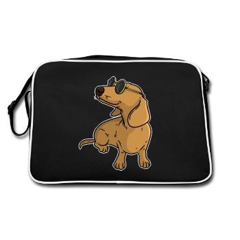 Dachshund Chiller Sunglasses dog - Retro Bag - black/white - Back