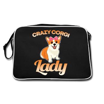 Amusement fou de chien fou de corgi de dame - Sac Retro - noir/blanc - Dos