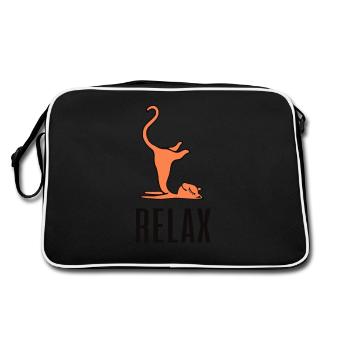 Relax Cat - Retro Tasche - Schwarz/Weiß - Hinten