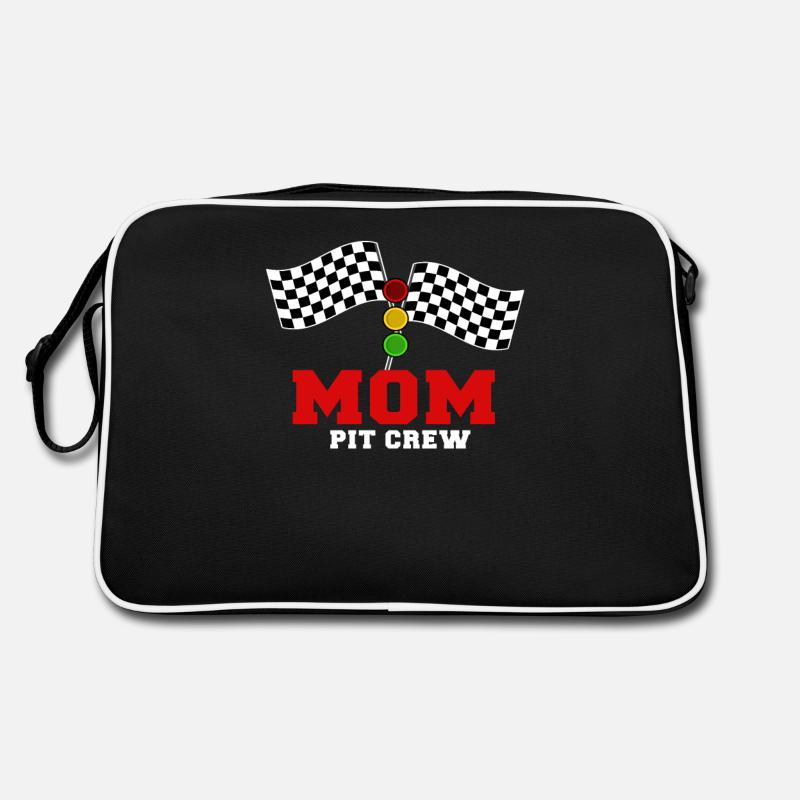 Mom Pit Crew Racing Drifting Race - Retro Tasche - Schwarz/Weiß