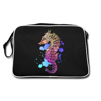 Women's Colorful Sea Horse Sea Animal - Sac Retro - noir/blanc - Dos