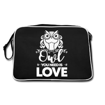 Chouette comique dames dont vous avez besoin est amour chouette mignon - Sac Retro - noir/blanc - Dos