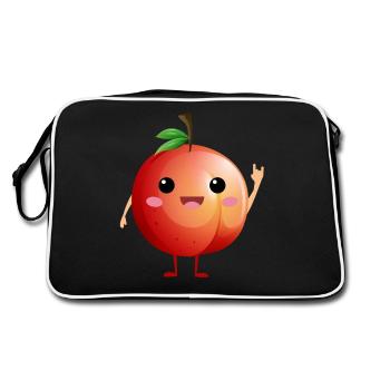 Funny Fruit Dance Peach Dancing Fruit Lover - Retro Tasche - Schwarz/Weiß - Hinten