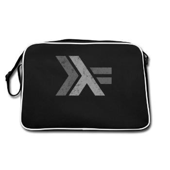 Haskell Programming Language Logo design - Retro Bag - black/white - Back