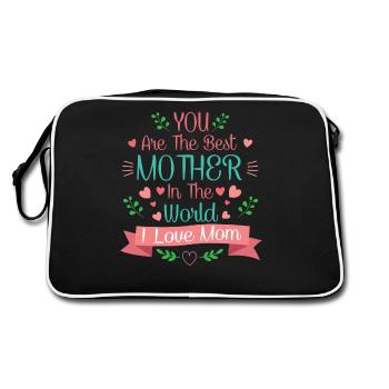 Du bist die beste Mutter - Retro Tasche - Schwarz/Weiß - Hinten