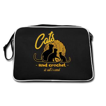 Häkeln, Häkeln Katze - Retro Tasche - Schwarz/Weiß - Hinten