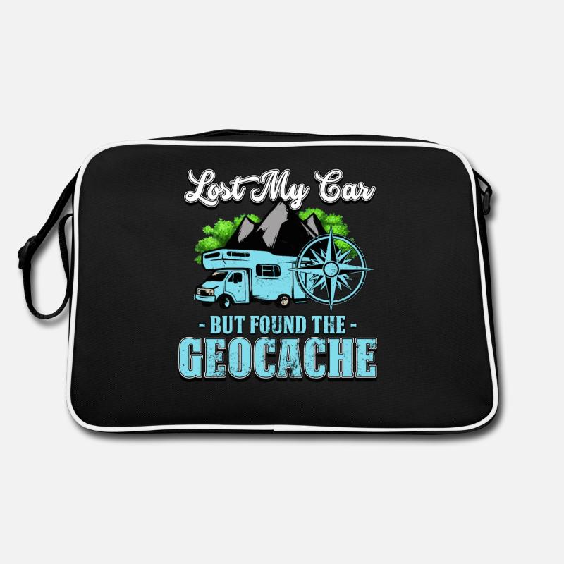 Geocaching - Retro Tasche - Schwarz/Weiß