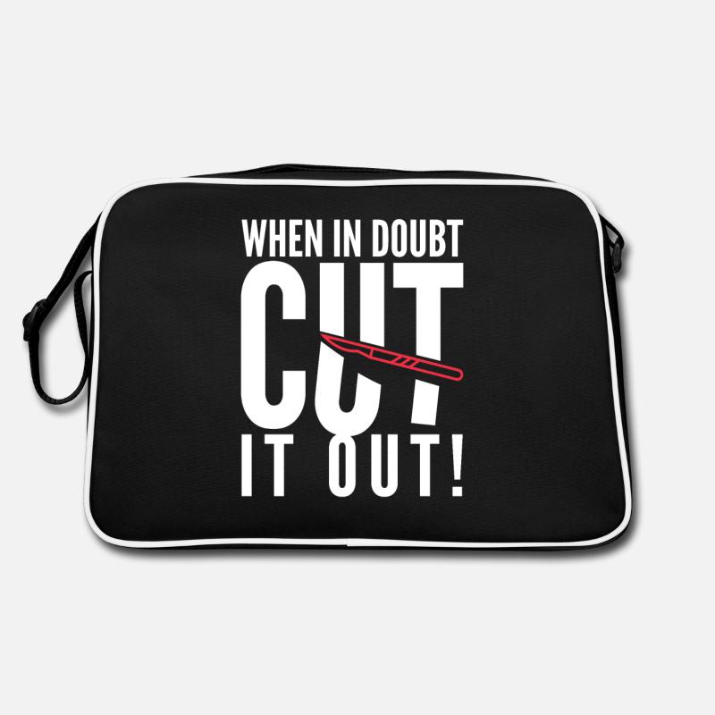 When In Doubt Cut It Out Funny Surgeon - Retro Tasche - Schwarz/Weiß