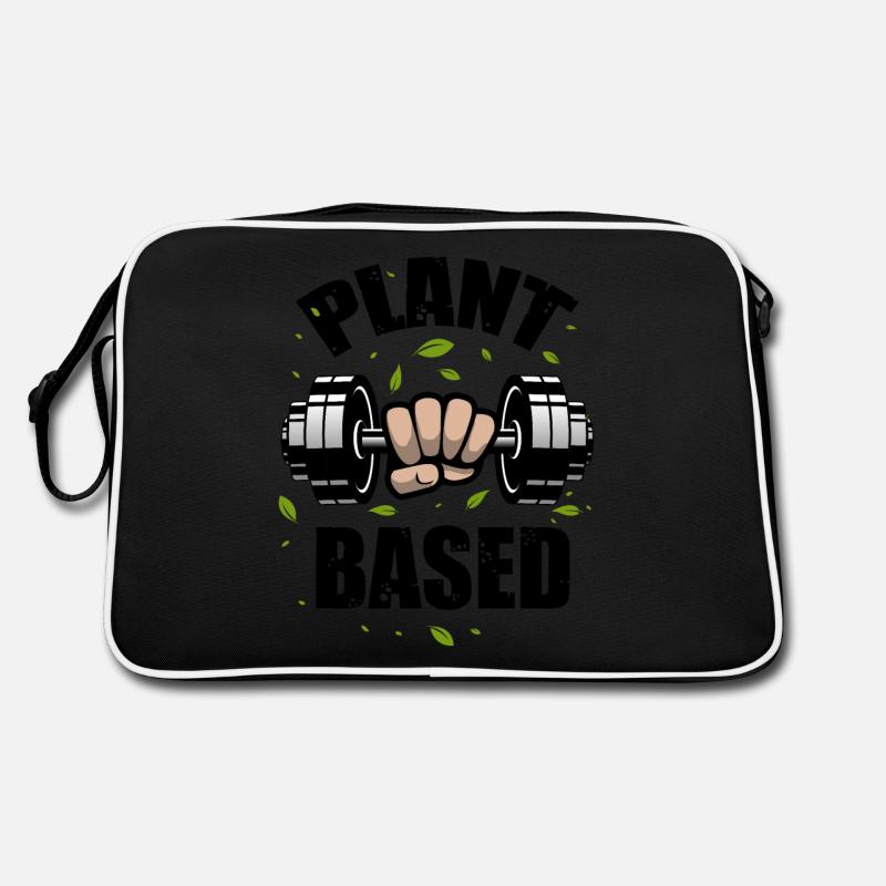 Plant based fit bleiben - Retro Tasche - Schwarz/Weiß