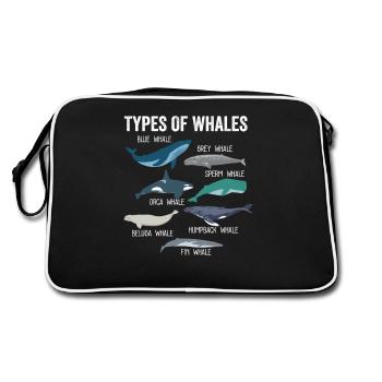 Types Of Whales Cute Ocean Mammals - Retro Tasche - Schwarz/Weiß - Hinten