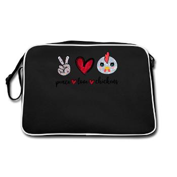 Peace Love Chickens Funny Chicken Lover Farmer - Sac Retro - noir/blanc - Dos