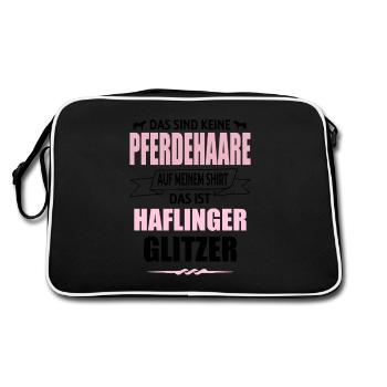 Pferde Pferd Haflinger Reiter Geschenk - Retro Tasche - Schwarz/Weiß - Hinten