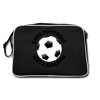 Love Football Hate Racism Love Football Saying - Retro Bag - black/white - Back