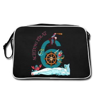 Attention pirate - Retro Bag - black/white - Back