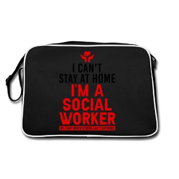 I Can't Stay At Home I'm A Social Worker Social - Retro Bag - black/white - Back