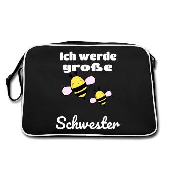 Ich werde große Schwester - Retro Tasche - Schwarz/Weiß - Hinten