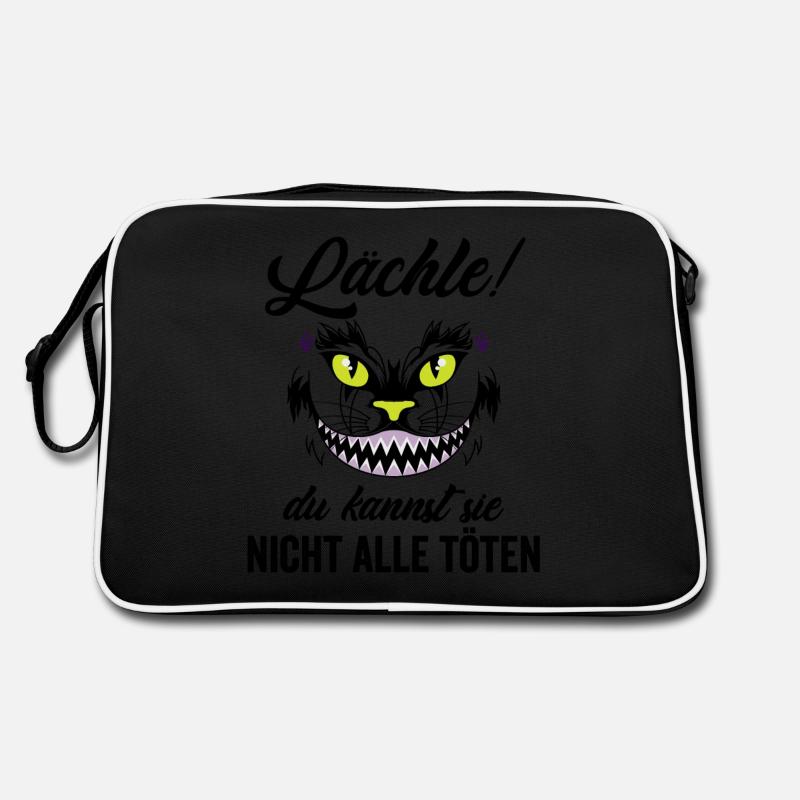Lächle! Du kannst sie nicht alle töten Katze - Retro Tasche - Schwarz/Weiß