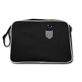 Chat noir mignon dans la poche de poitrine Cadeau drôle - Sac Retro - noir/blanc - Dos