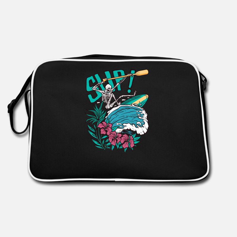 SUP Surfer Stand Up Paddle Surfing Skeleton Wave Retro Bag
