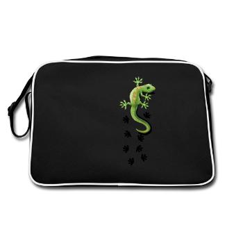 Gecko motifs Gekko gift idea Gecko lizard Asia - Retro Bag - black/white - Back