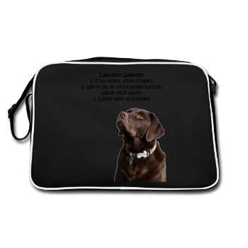 Die Gesetze eines Labradors - Retro Tasche - Schwarz/Weiß - Hinten