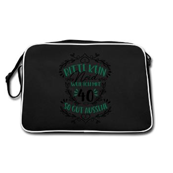 Geburtstag kein Neid 40 Geburtstag - Retro Tasche - Schwarz/Weiß - Hinten