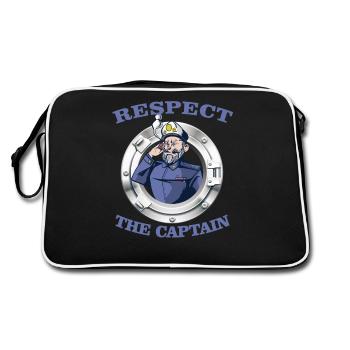 Sailing sail sailor ship yacht CAPTAIN sailboat - Retro Bag - black/white - Back