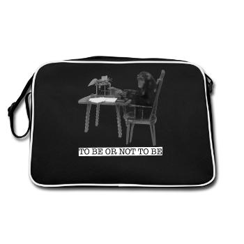 Chimpanzee monkey writes Hamlet typewriter - Retro Bag - black/white - Back