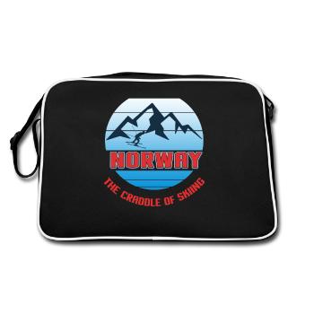 Norwegen, Skandinavien, Angeln - Retro Tasche - Schwarz/Weiß - Hinten