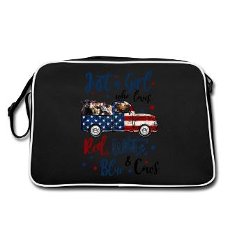 Juste une fille qui aime le rouge blanc bleu et les vaches - Sac Retro - noir/blanc - Dos
