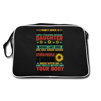 Step Daughter I Have A Freaking Awesome Daughter - Retro Tasche - Schwarz/Weiß - Hinten