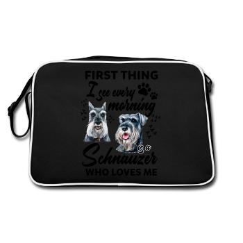 First Thing I See Every Morning Is A Schnauzer - Retro Tasche - Schwarz/Weiß - Hinten