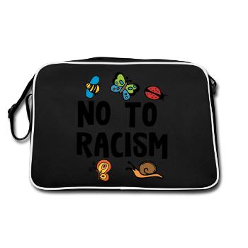 Rassismus Gegen Rechts Spruch Damen Geschenk - Retro Tasche - Schwarz/Weiß - Hinten