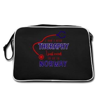 Norwegen, Norwegen Nordkap, Norwegen Wikinger - Retro Tasche - Schwarz/Weiß - Hinten