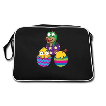 Easter eggs Easter surprise chick Easter - Retro Bag - black/white - Back