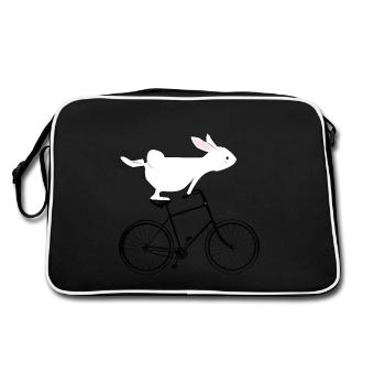 Lapin mignon sur les dames d'humour de vélo - Sac Retro - noir/blanc - Dos