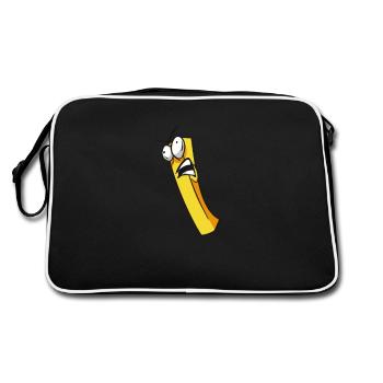 Mecker Frites, schimpfende Pommes - Retro Tasche - Schwarz/Weiß - Hinten