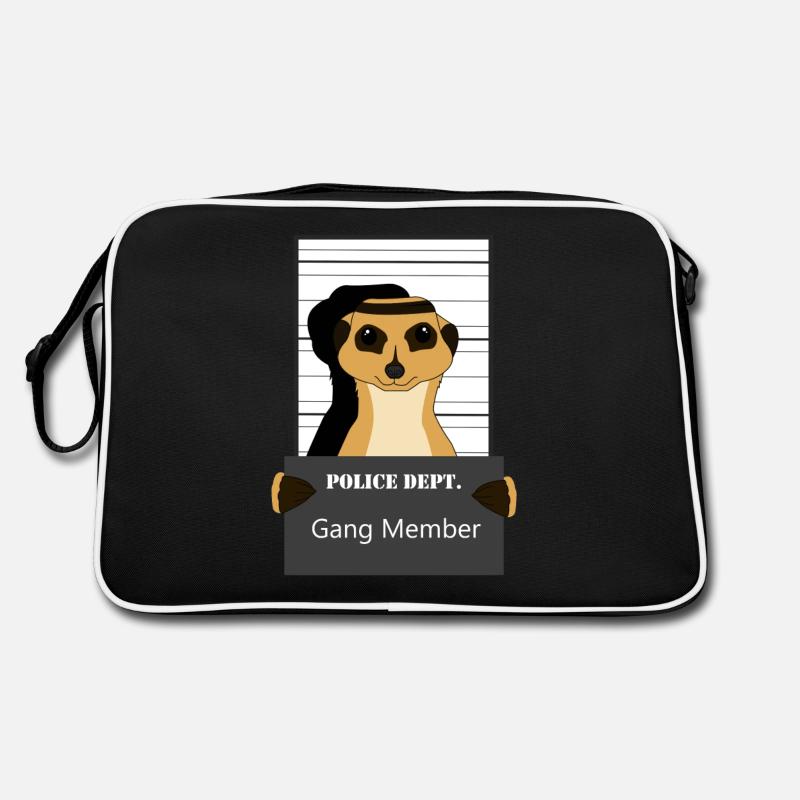 Erdmännchen, Erdmännchen Mungo, Erdmännchen relax - Retro Tasche - Schwarz/Weiß