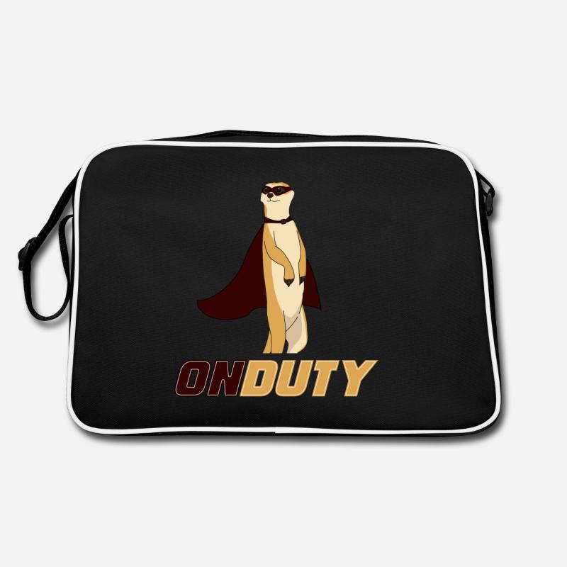 Erdmännchen, Erdmännchen relaxen, Meerkat - Retro Tasche - Schwarz/Weiß