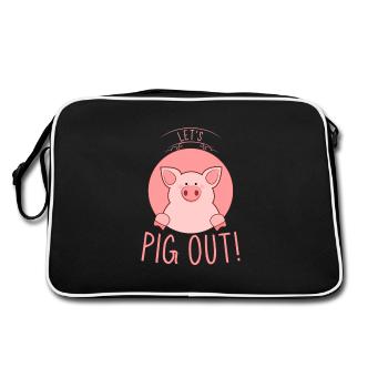 Pig, pig pigs, pig farmer - Retro Bag - black/white - Back