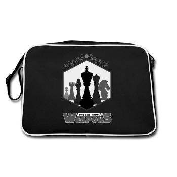 Échecs, joueurs d'échecs, échecs - Sac Retro - noir/blanc - Dos