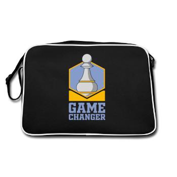 Schach, Schach Chess, Schach Schachmatt - Retro Tasche - Schwarz/Weiß - Hinten