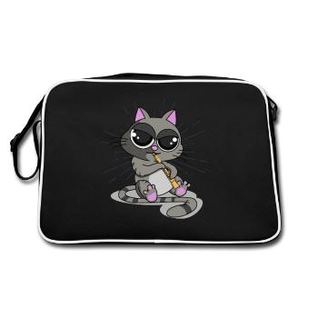 Clarinette de chat, musique de chat, comédie musicale de chat - Sac Retro - noir/blanc - Dos