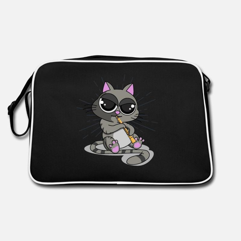 Clarinette de chat, musique de chat, comédie musicale de chat - Sac Retro - noir/blanc