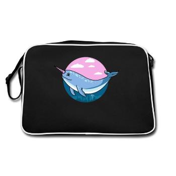 Narwhal, narwhal animal, narwhal narwhales - Retro Bag - black/white - Back
