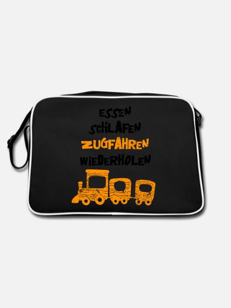 Zug Eisenbahn Eisenbahner Züge Triebfahrzeugführer - Retro Tasche - Schwarz/Weiß - Hinten