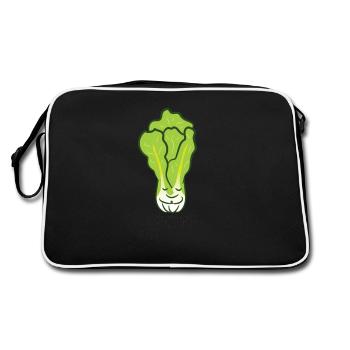 Lettuce Romaine Calm Cute Lettuce Vegan - Retro Bag - black/white - Back